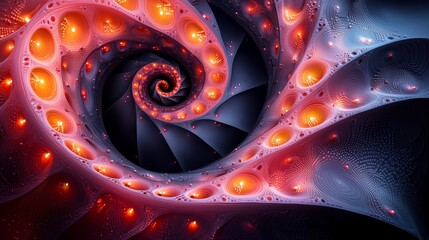 Wall Mural - An excellent example of a dynamic digital art piece that depicts a spiral of colorful geometric patterns and layers