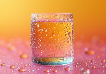 Poster - A colorful splash of droplets splashes across bright surfaces creating dynamic textures, abstract art, vibrant colors, liquid, water, artistic, design, creative;