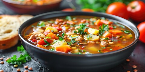 Canvas Print - lentil soup with vegetables