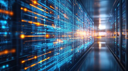 Wall Mural - Abstract visualization of data flow and storage, representing data warehousing concepts