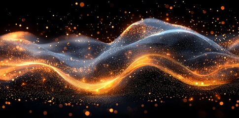 Aufkleber - Grassy black background with gold lines. Modern design with dynamic shapes composition and technology concept on circuit board.