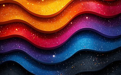 Poster - The background is made up of dynamic wavy overlap layers with a light effect.