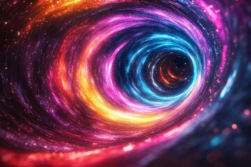 Aufkleber - A dynamic effect neon lines rays of light in speed, an abstract circular explosion glowing background. A dynamic effect futuristic hyper jump fast motion against a bright blue purple backdrop, a