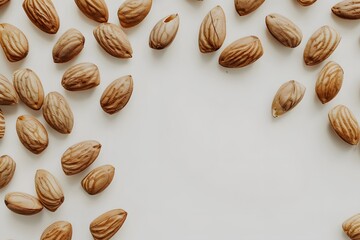 Wall Mural - Almonds on White Background