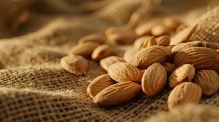 Wall Mural - Almonds on Burlap