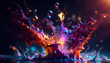 Poster - Vibrant Colorful Liquid Splash Abstract Art