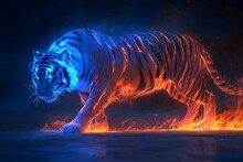 老虎在蓝色的火焰免费图片- Public Domain Pictures