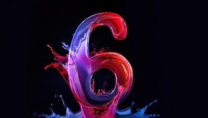 Wall Mural - Vibrant Fluid Number Six Splashing Art