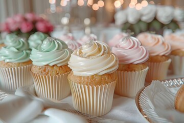 Wall Mural - A Delightful Arrangement of Cupcakes