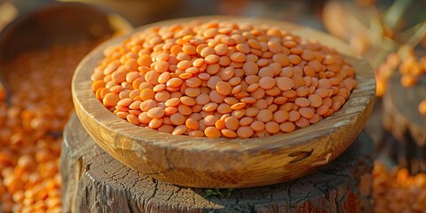 lentils in a wooden bowl