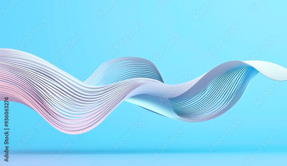 Elegant, flowing ribbons in pastel colors creating smooth wave-like ...