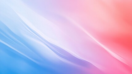 Poster - Abstract gradient waves blending blue, pink, and white. Calm and soothing atmosphere with a soft and fluid texture.