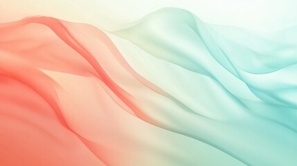 Poster - A minimalist abstract background featuring fluid gradient waves in soft red and teal hues with a gentle flowing motion.