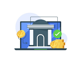Wall Mural - online banking, internet payments, money transactions,flat design icon vector illustration