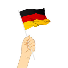 Wall Mural - Vector illustration of Germany flag in hand on transparent background