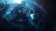 © mutter - A digital lock over a globe in cyberspace. Stock photo. Concept of cyber security and global data protection.