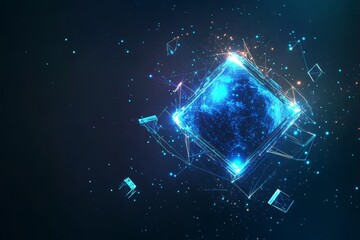 Earth globe and virtual world with data blocks