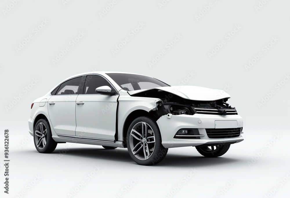 Front of white modern car crash accident isolated on white background ...