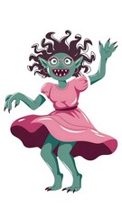 Sticker - girl monster cartoon