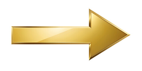 Wall Mural - golden infographic arrow - directional symbol, isolated on white transparent background, png element