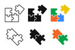 © Witty - Puzzle icon set. Resolve sign with matching vector symbol in black filled and outlined style