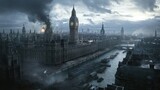 Fototapeta Big Ben - Post-Apocalyptic London with Big Ben and River Thames