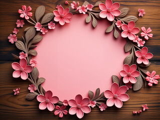 Wall Mural - Fantastic Flower on rose frame