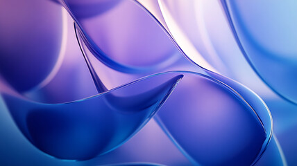 Wall Mural - Abstract design featuring flowing purple and blue shapes creating a smooth, wavy texture under soft lighting