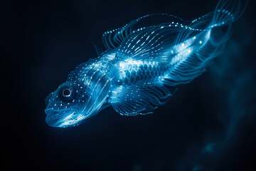 Deep-sea rattlesnake fish illuminated underwater