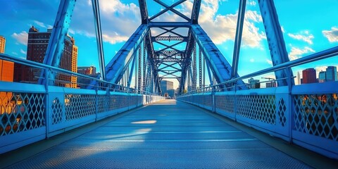 Bridge Cincinnati. Stunning Blue Architecture in Midwest, Ohio