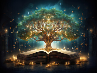 Fantastic An open book with a tree growing out of it