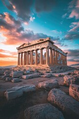 The Parthenon is a large, ancient Greek temple with columns