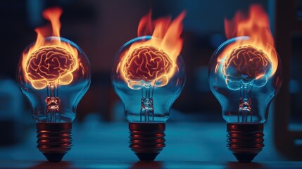 Poster - Light Bulbs with Brain