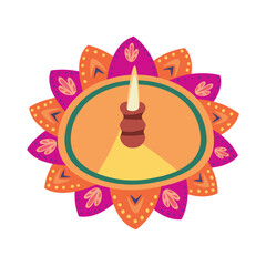 Sticker - diwali burning diya lamp