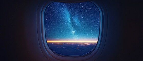 Milky Way View from Airplane Window at Night