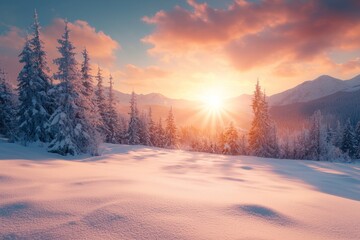 Poster - The landscape is stunning in the winter. I love the sunset over the mountains in the frost