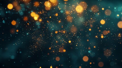Wall Mural - a stunning display of golden and teal bokeh lights fills the scene. this artistic image captures the
