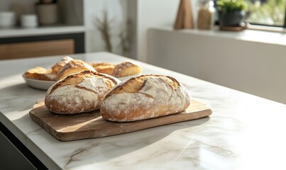 Wall Mural - Artisan bread on a stone countertop