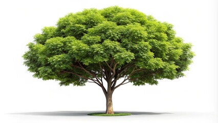 A tree standing tall with lush green leaves isolated on a background, nature, green, isolated, leafy, foliage, tall