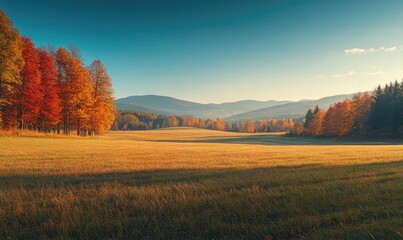 Wall Mural - Autumn landscape, open field