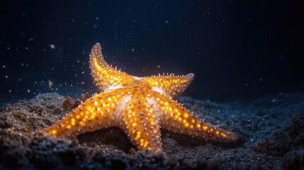 Poster - starfish on black background