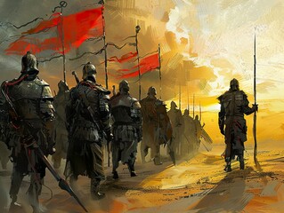 Armored Warriors Marching into the Sunset