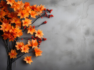 Wall Mural - Luxurious Autumn decorations near white wall