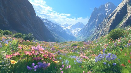 Wall Mural - alpine meadow in the mountains