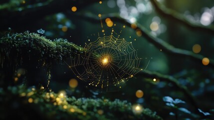 Poster - spider web with dew drops