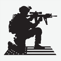 american army sniper silhouette vector illustration design.