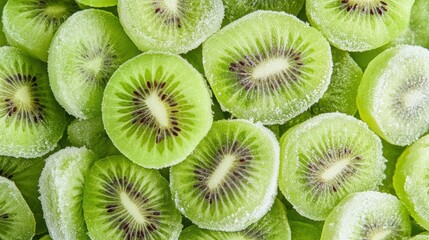 Canvas Print - A close up of a pile of sliced kiwi fruit, AI