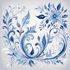 Decorative blue swirling floral patter