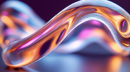 Leinwandbilder - Abstract glass shape reflecting colorful lights and gradient background