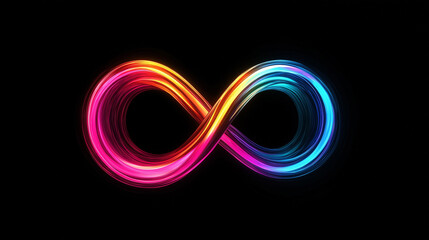 Aufkleber - Colorful light trails forming infinity symbol on black background